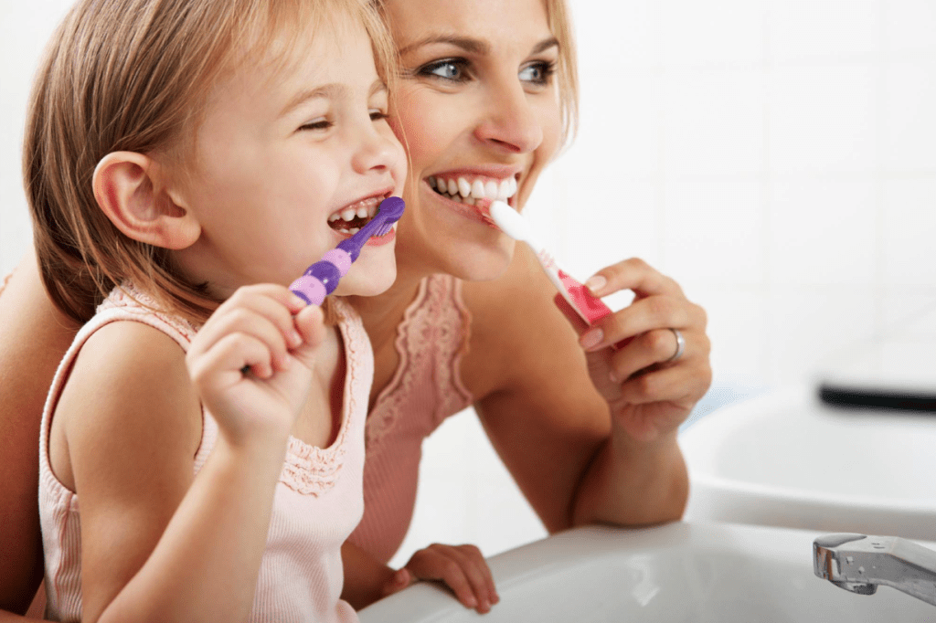 kids brushing their teeth